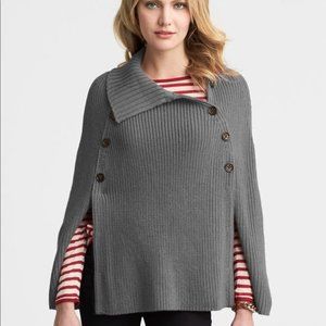 BANANA REPUBLIC Heather Grey Heritage Double Breasted Cape Sweater Poncho XS/S